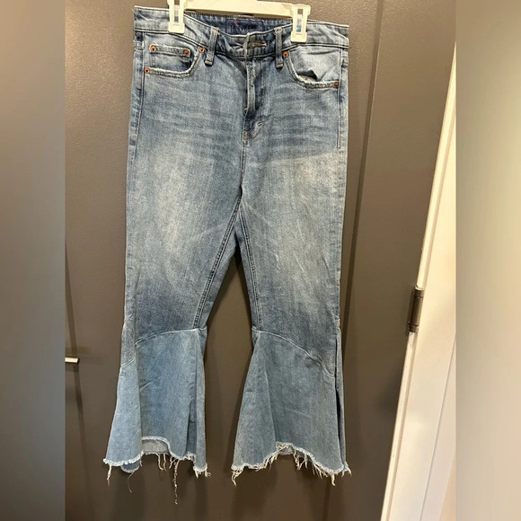 LUCKY BRAND RETRO BRIDGETTE CUSTOMIZED FLARE JEANS FLARE SLIT WIDE LEG SIZE 6/28 - Picture 1 of 5